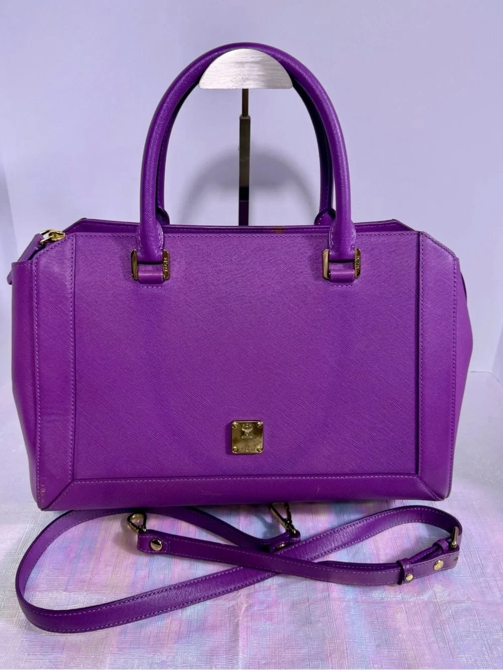 MCM Purple Saffiano Leather Handbag - EUC